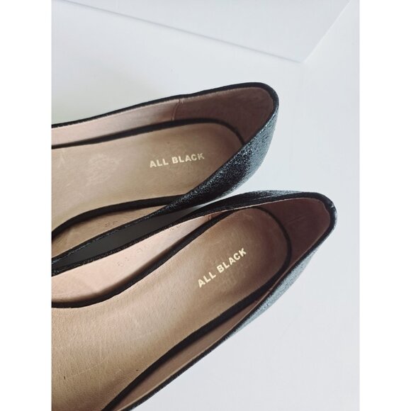 ALL BLACK Footwear Leather Slip On Pointed Toe Leather Ballet Flats Shoes 40 9.5 - Picture 7 of 14
